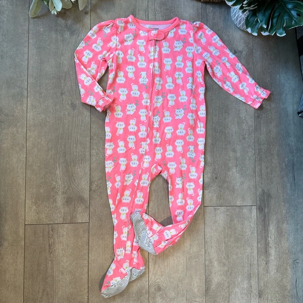 Carter’s Cat Zip Footie Ruffle Butt Pajamas 24 Months Baby Toddler Girl - Picture 7 of 12